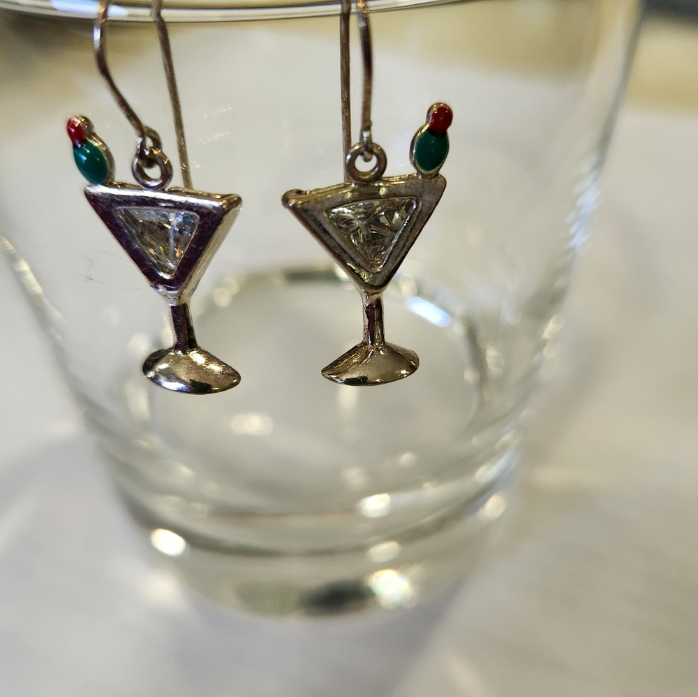 Vintage Silpada martini Sterling Silver earrings